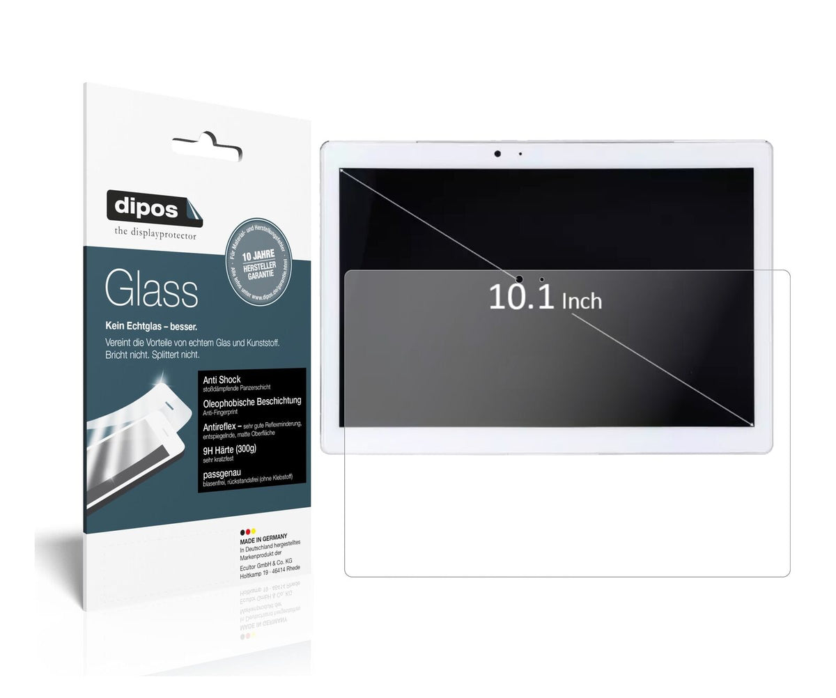 TeclastTPad T10 mit aufgebrachter dipos Panzerfolie, die lästige Fingerabdrücke minimiert