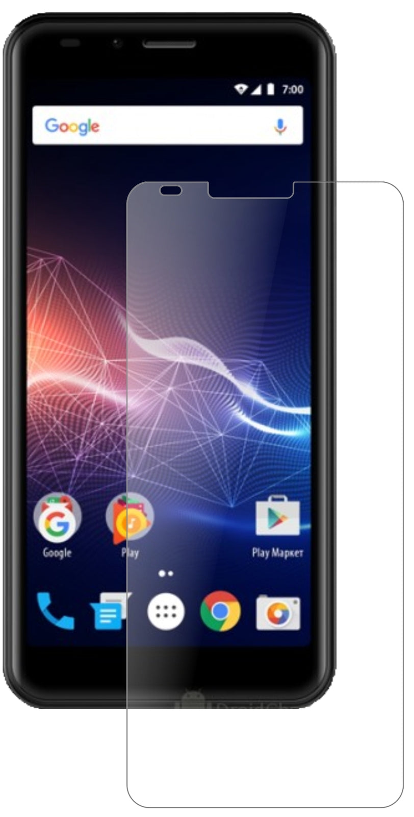 VertexImpress Click 3G 2018 mit aufgebrachter dipos Panzerfolie, die lästige Fingerabdrücke minimiert