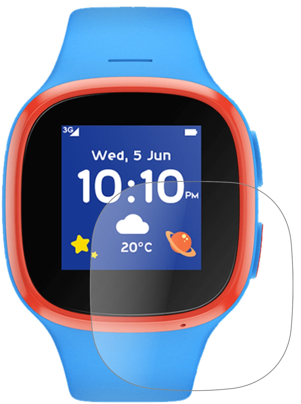 VodafoneV-Kids Watch mit aufgebrachter dipos Panzerfolie, die lästige Fingerabdrücke minimiert