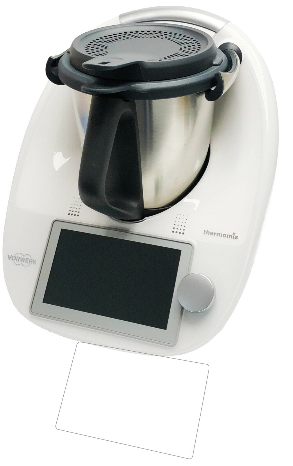 VorwerkThermomix TM6 mit aufgebrachter dipos Panzerfolie, die lästige Fingerabdrücke minimiert