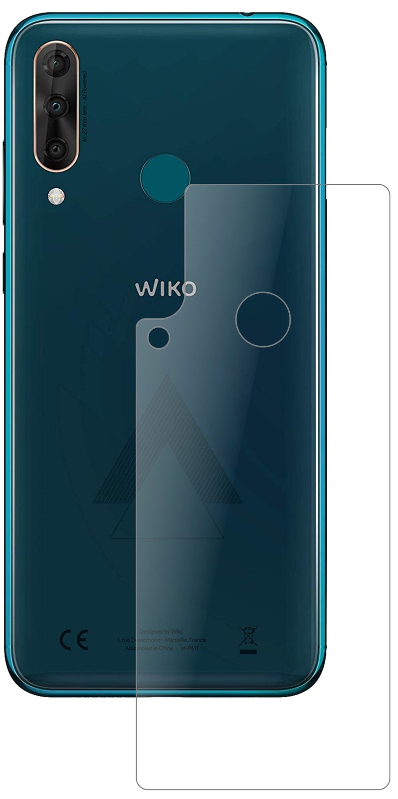 WikoView 3 Pro Rückseite mit aufgebrachter dipos Panzerfolie, die lästige Fingerabdrücke minimiert