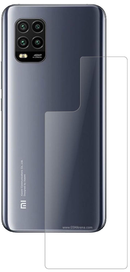 XiaomiMi 10 Lite 5G Rückseite mit aufgebrachter dipos Panzerfolie, die lästige Fingerabdrücke minimiert
