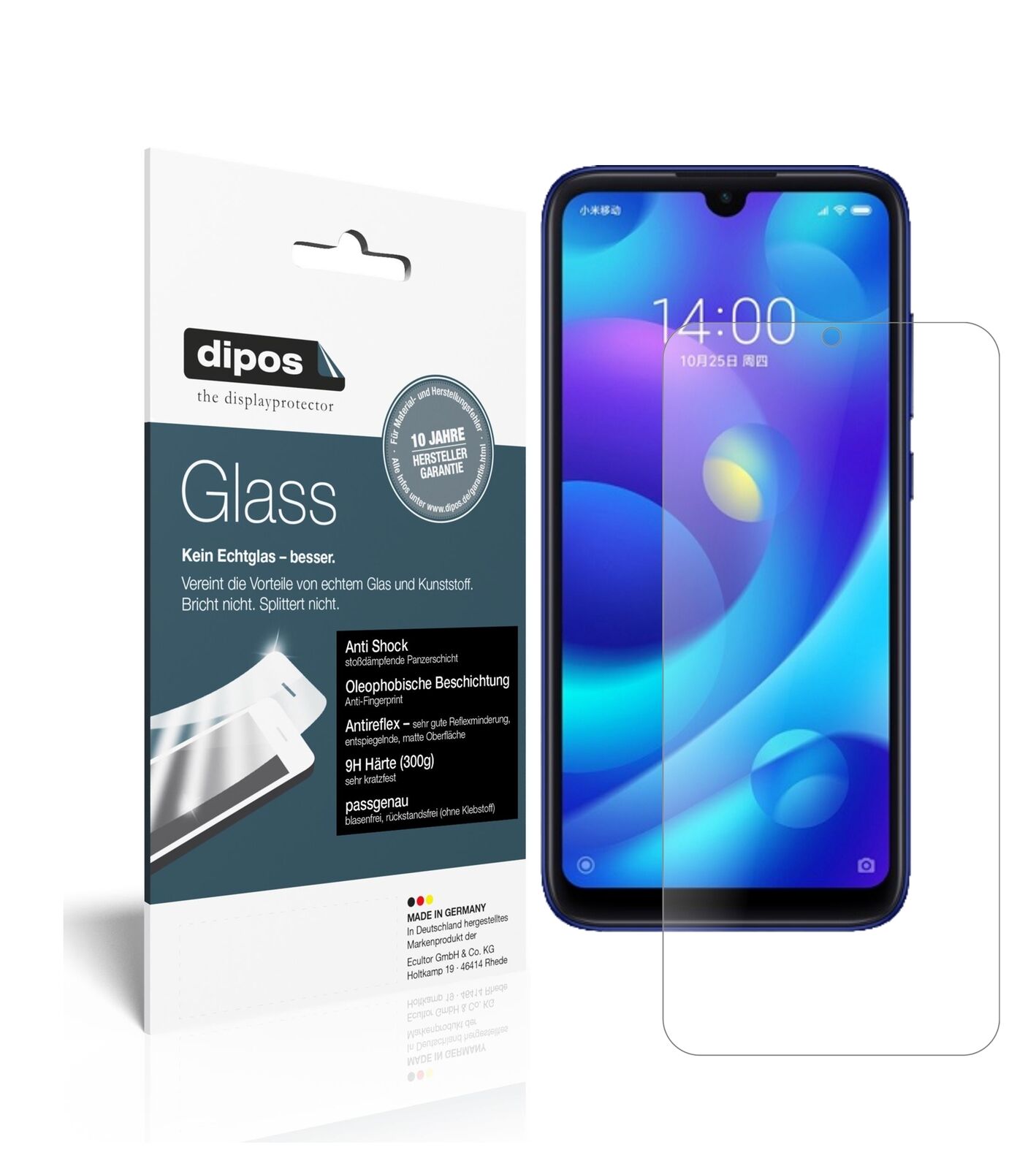 XiaomiMi Play mit aufgebrachter dipos Panzerfolie, die lästige Fingerabdrücke minimiert