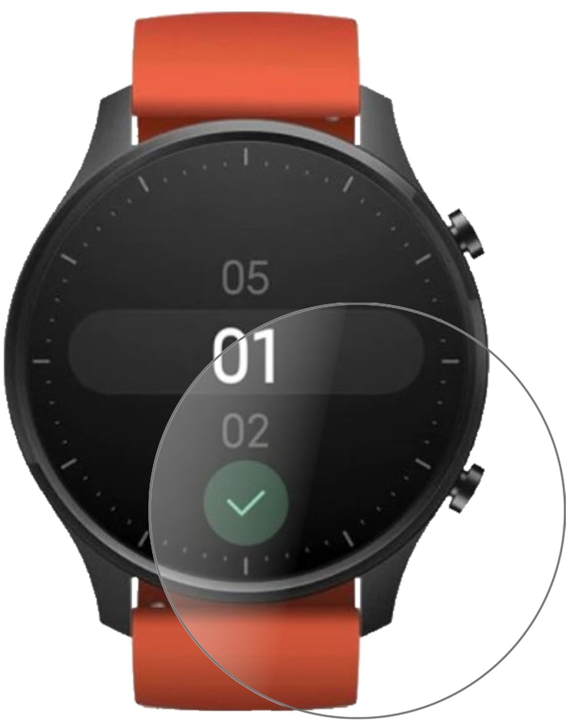 XiaomiMi Watch Color mit aufgebrachter dipos Panzerfolie, die lästige Fingerabdrücke minimiert