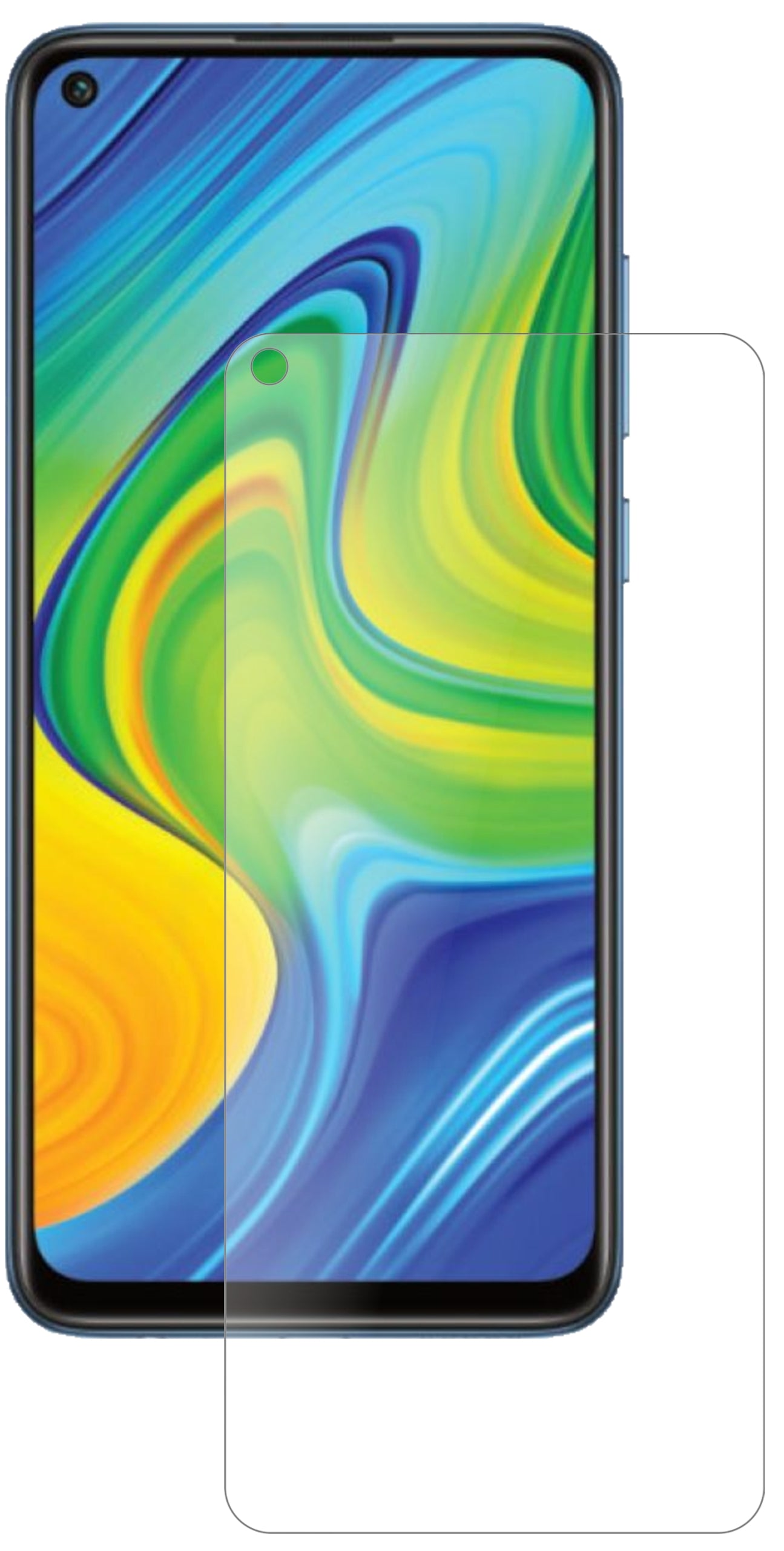 XiaomiRedmi 10X 4G mit aufgebrachter dipos Panzerfolie, die lästige Fingerabdrücke minimiert