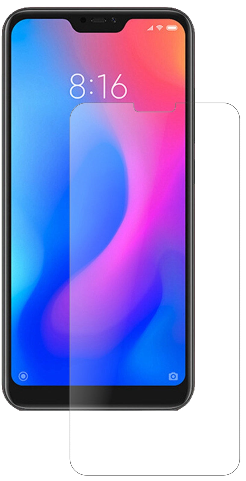 XiaomiRedmi 6 Pro mit aufgebrachter dipos Panzerfolie, die lästige Fingerabdrücke minimiert