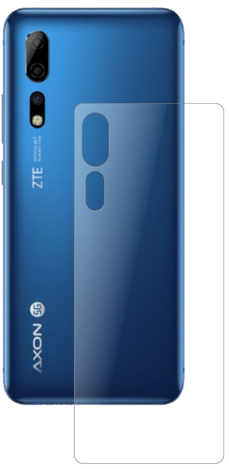 ZTEAxon 10 Pro 5G Rückseite mit aufgebrachter dipos Panzerfolie, die lästige Fingerabdrücke minimiert