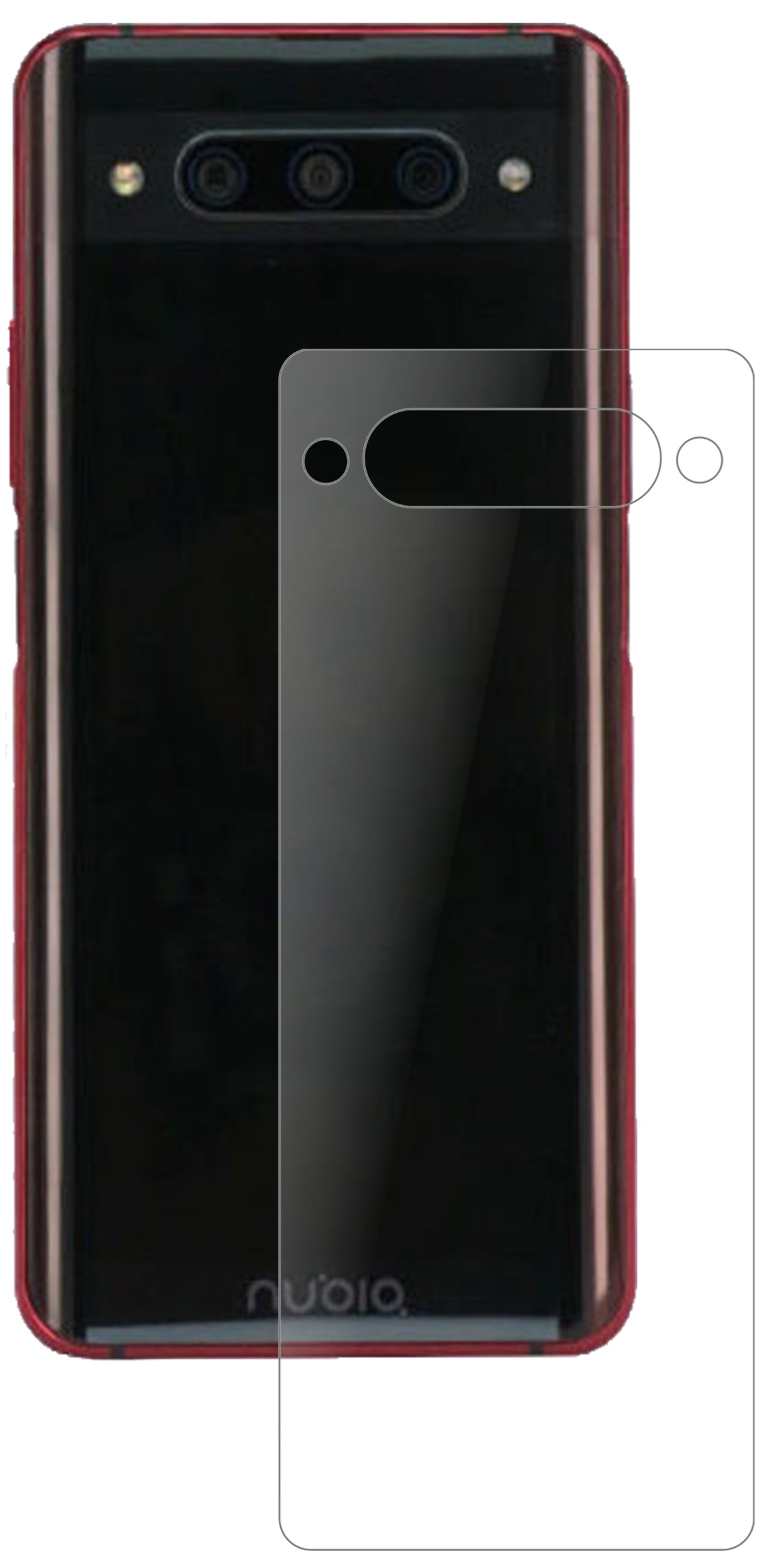 ZTEnubia Z20 Rückseite mit aufgebrachter dipos Panzerfolie, die lästige Fingerabdrücke minimiert