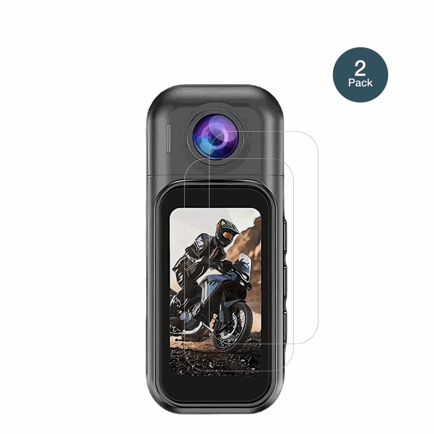 7JI32266 Körperkamera 4K mit aufgebrachter dipos Flex Schutzfolie, glasklare Darstellung ohne Einschränkungen