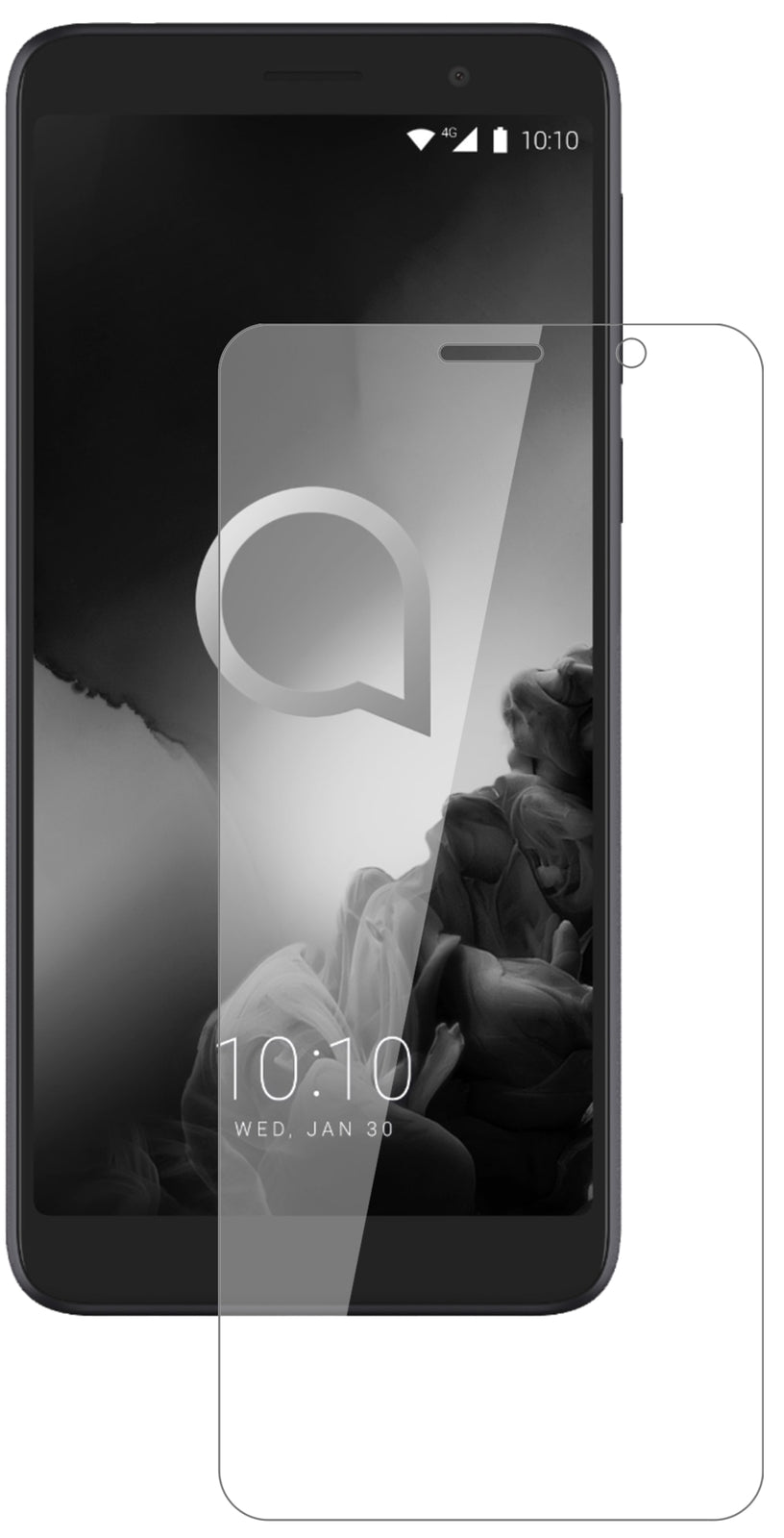 Alcatel1C (2019) mit aufgebrachter dipos Flex Schutzfolie, glasklare Darstellung ohne Einschränkungen