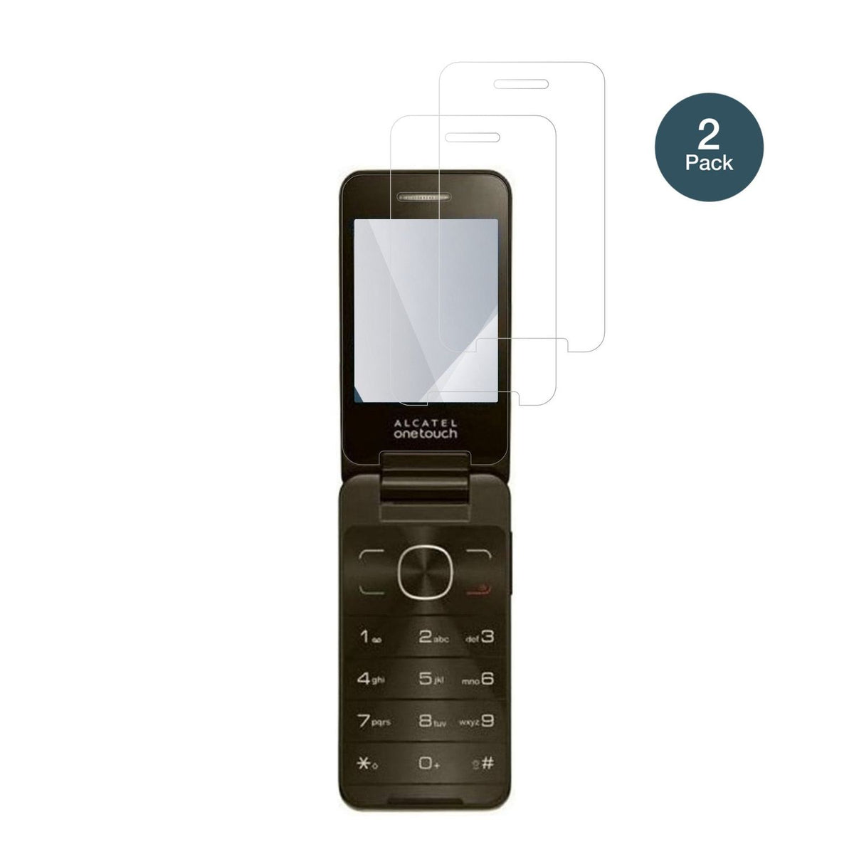 Alcatel2012 Chocolate mit aufgebrachter dipos Flex Schutzfolie, glasklare Darstellung ohne Einschränkungen