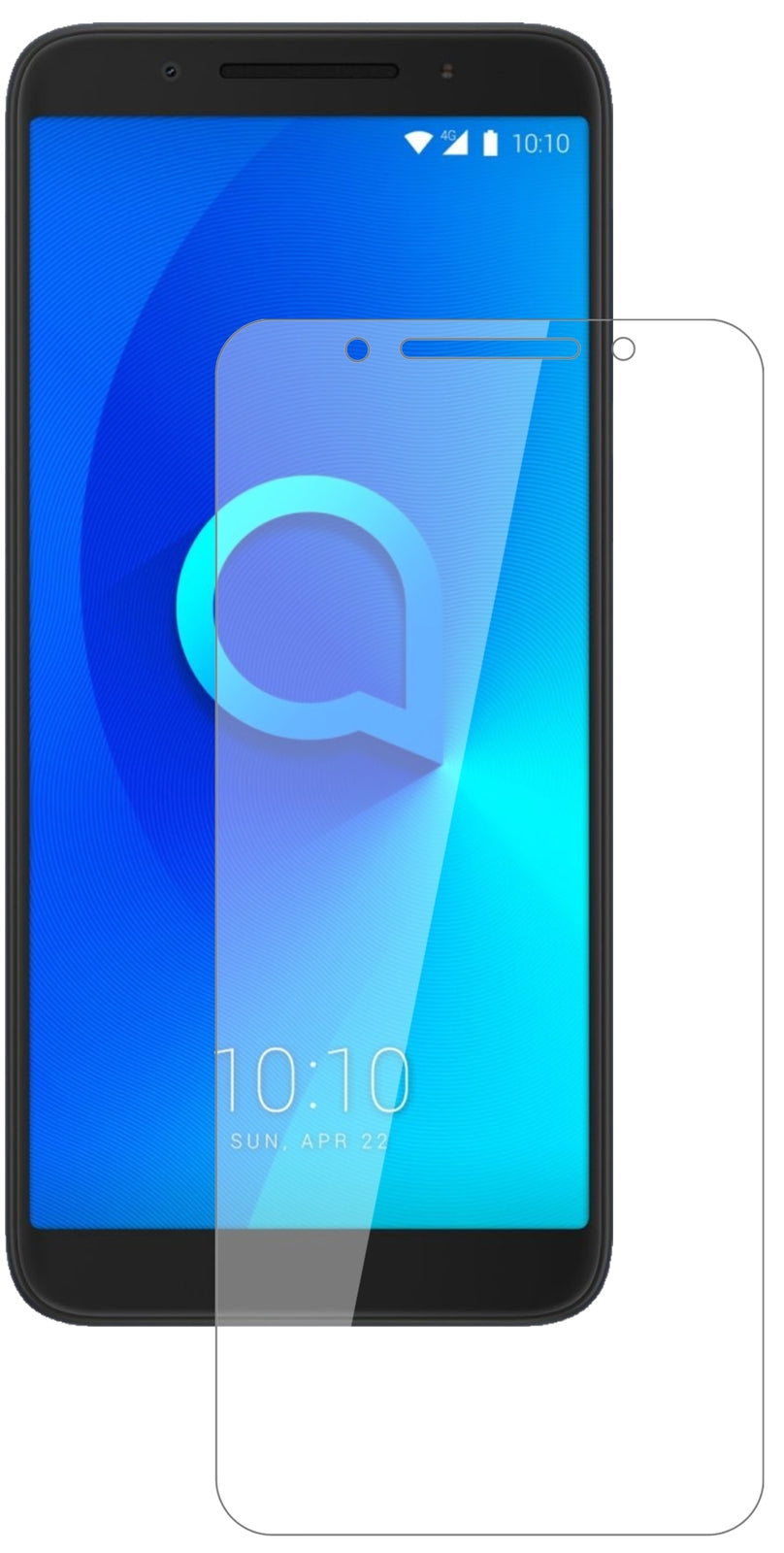 Alcatel3 mit aufgebrachter dipos Flex Schutzfolie, glasklare Darstellung ohne Einschränkungen