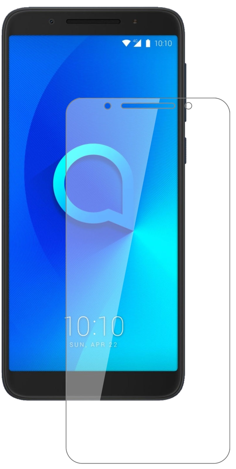 Alcatel3V mit aufgebrachter dipos Flex Schutzfolie, glasklare Darstellung ohne Einschränkungen