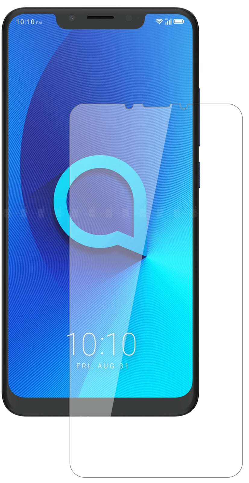 Alcatel5V mit aufgebrachter dipos Flex Schutzfolie, glasklare Darstellung ohne Einschränkungen