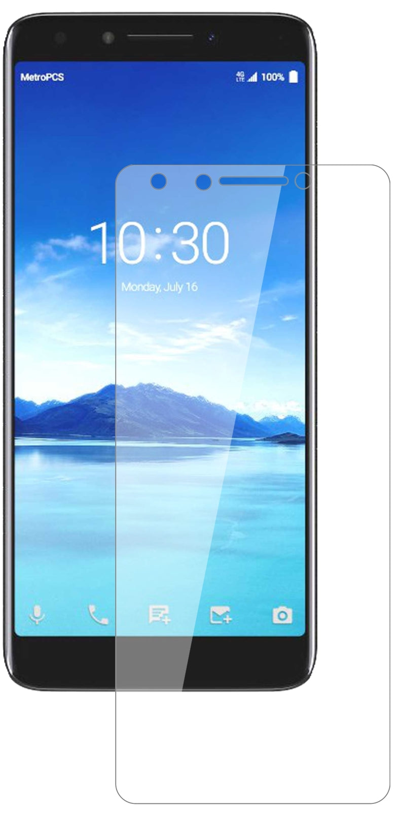 Alcatel7 mit aufgebrachter dipos Flex Schutzfolie, glasklare Darstellung ohne Einschränkungen