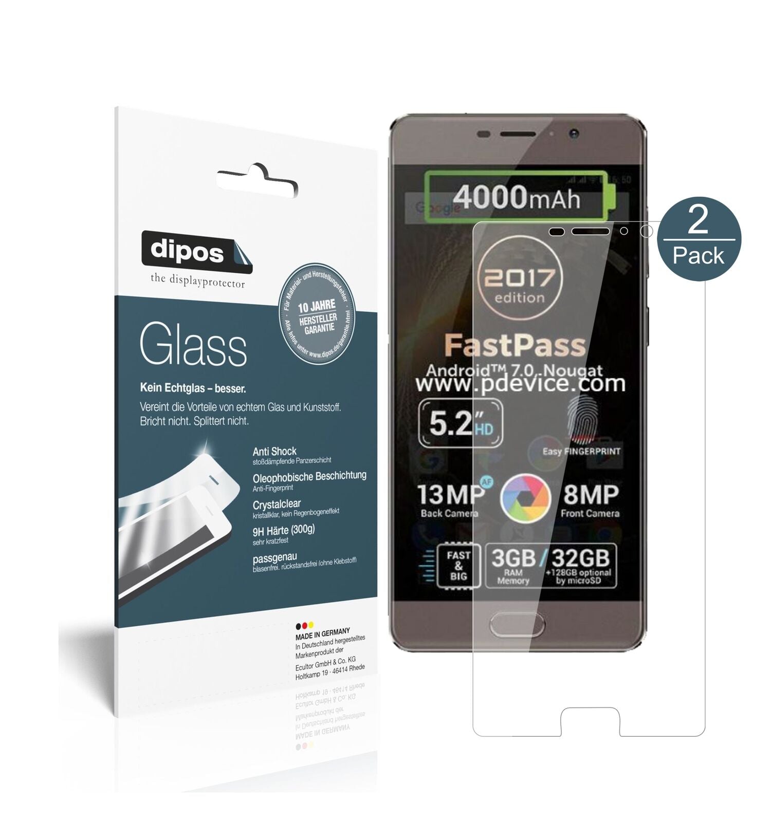 AllviewP9 Energy Lite 2017 mit aufgebrachter dipos Flex Schutzfolie, glasklare Darstellung ohne Einschränkungen