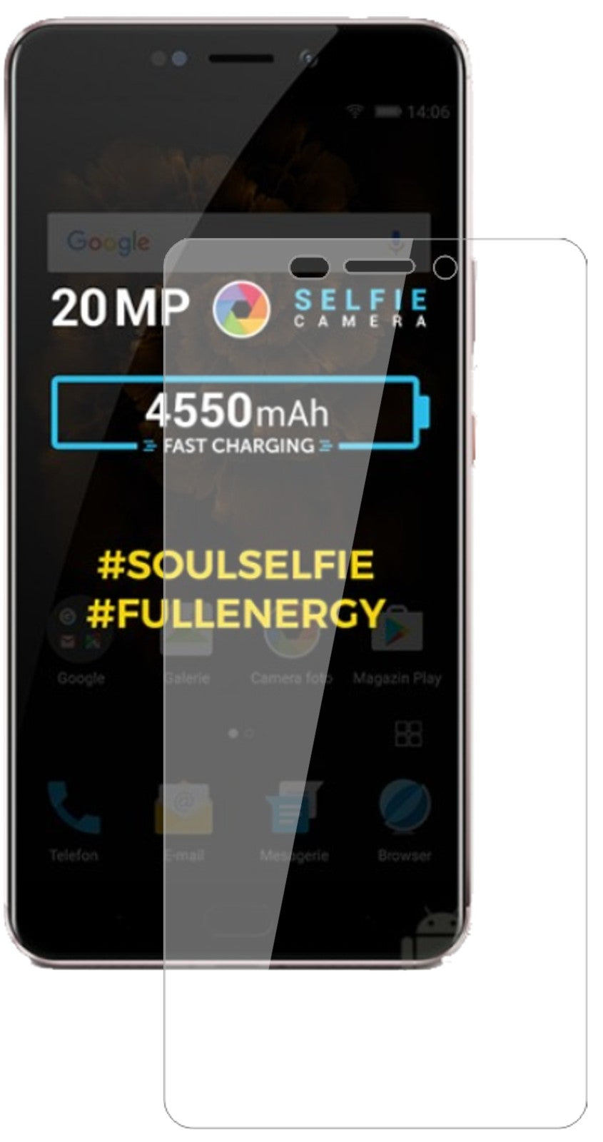 AllviewX4 Soul Xtreme mit aufgebrachter dipos Flex Schutzfolie, glasklare Darstellung ohne Einschränkungen