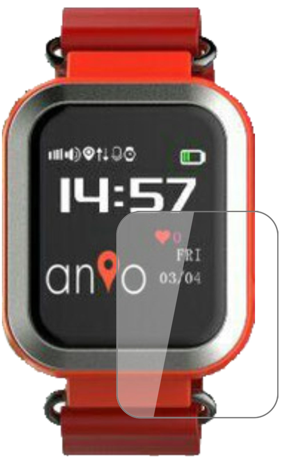 Anio3 Touch mit aufgebrachter dipos Flex Schutzfolie, glasklare Darstellung ohne Einschränkungen