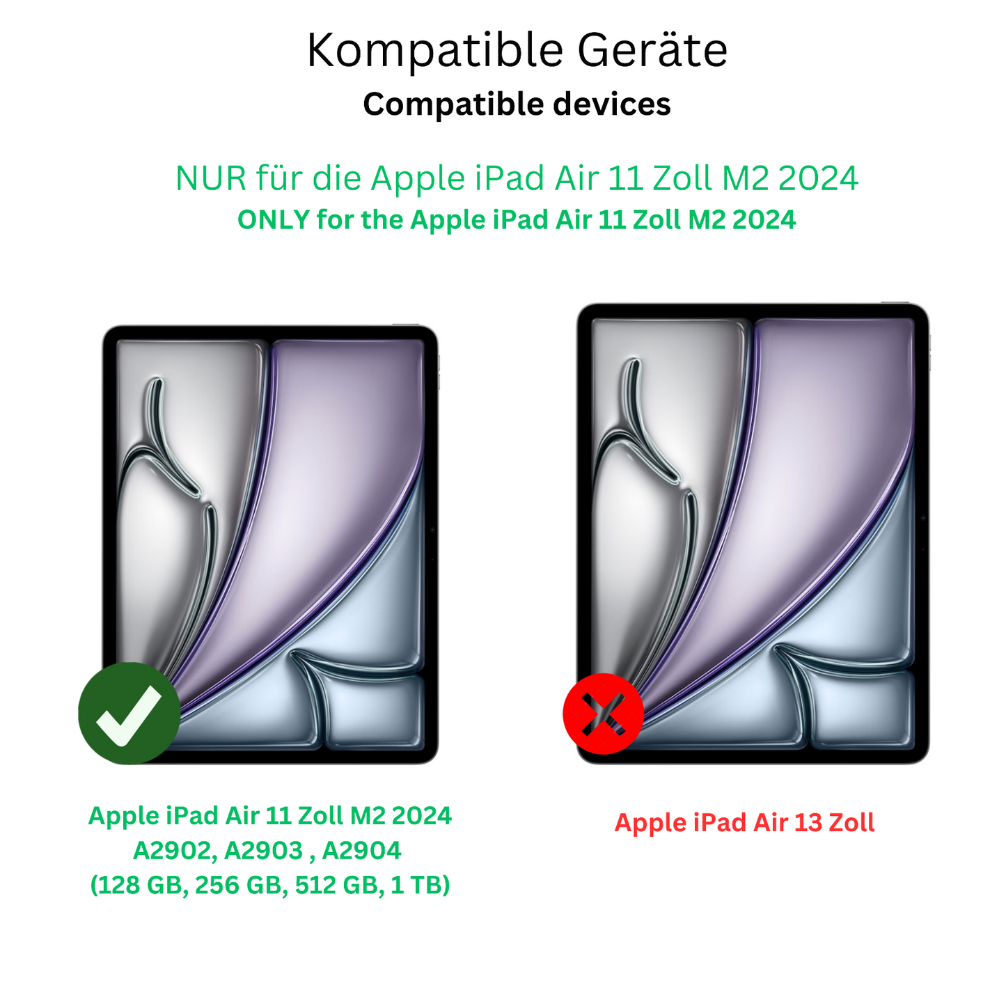 AppleiPad Air M2 11 Zoll mit aufgebrachter dipos Flex Schutzfolie, glasklare Darstellung ohne Einschränkungen