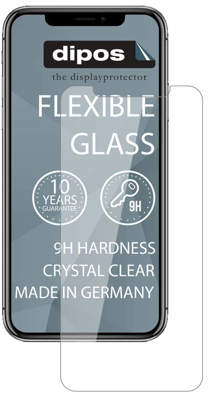 AppleiPhone 11 Pro Max mit aufgebrachter dipos Flex Schutzfolie, glasklare Darstellung ohne Einschränkungen