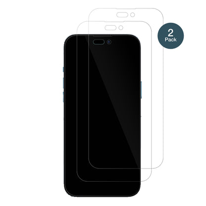 AppleiPhone 14 Pro Max mit aufgebrachter dipos Flex Schutzfolie, glasklare Darstellung ohne Einschränkungen