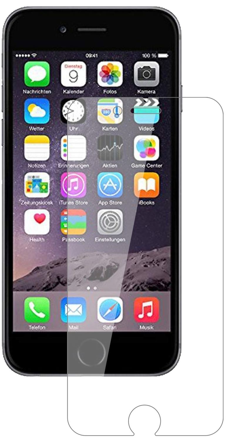 AppleiPhone 6 / 6S / 7 mit aufgebrachter dipos Flex Schutzfolie, glasklare Darstellung ohne Einschränkungen