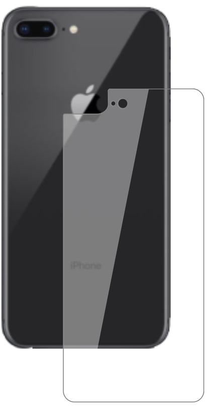 AppleiPhone 8 Plus Rückseite mit aufgebrachter dipos Flex Schutzfolie, glasklare Darstellung ohne Einschränkungen