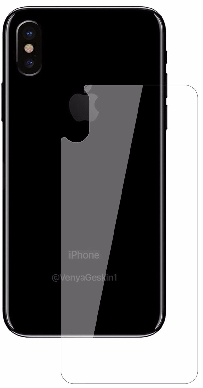AppleiPhone X Rückseite mit aufgebrachter dipos Flex Schutzfolie, glasklare Darstellung ohne Einschränkungen