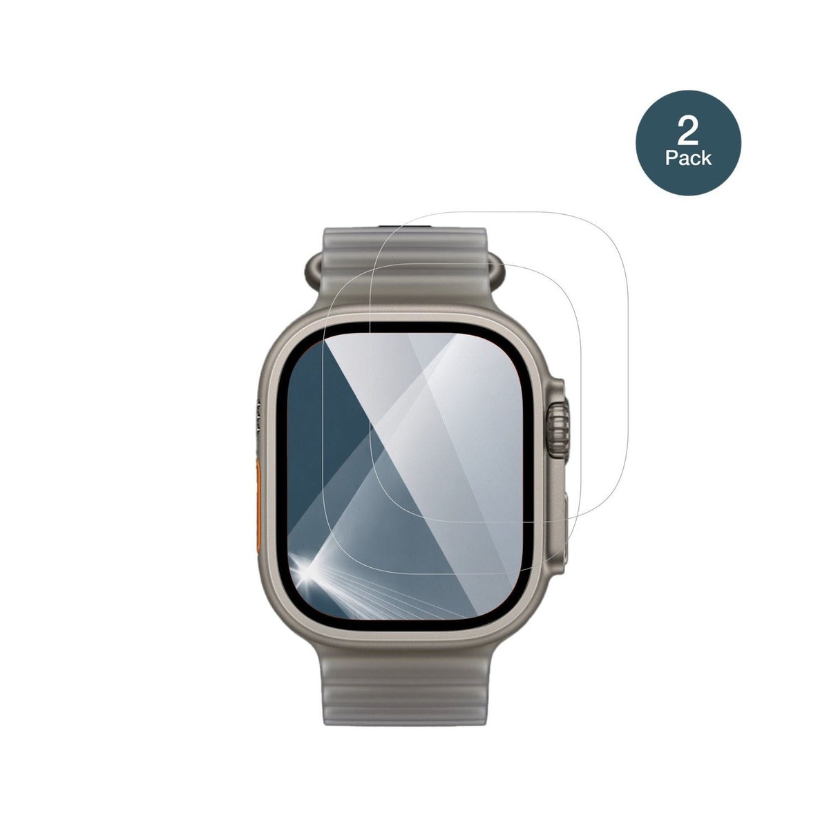 AppleWatch Ultra 4 mit aufgebrachter dipos Flex Schutzfolie, glasklare Darstellung ohne Einschränkungen