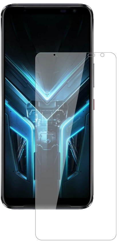 AsusROG Phone 3 mit aufgebrachter dipos Flex Schutzfolie, glasklare Darstellung ohne Einschränkungen