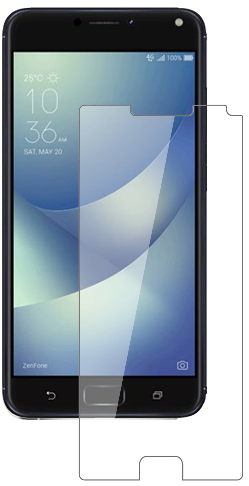AsusZenfone 4 Max 5,5 Zoll ZC554KL mit aufgebrachter dipos Flex Schutzfolie, glasklare Darstellung ohne Einschränkungen