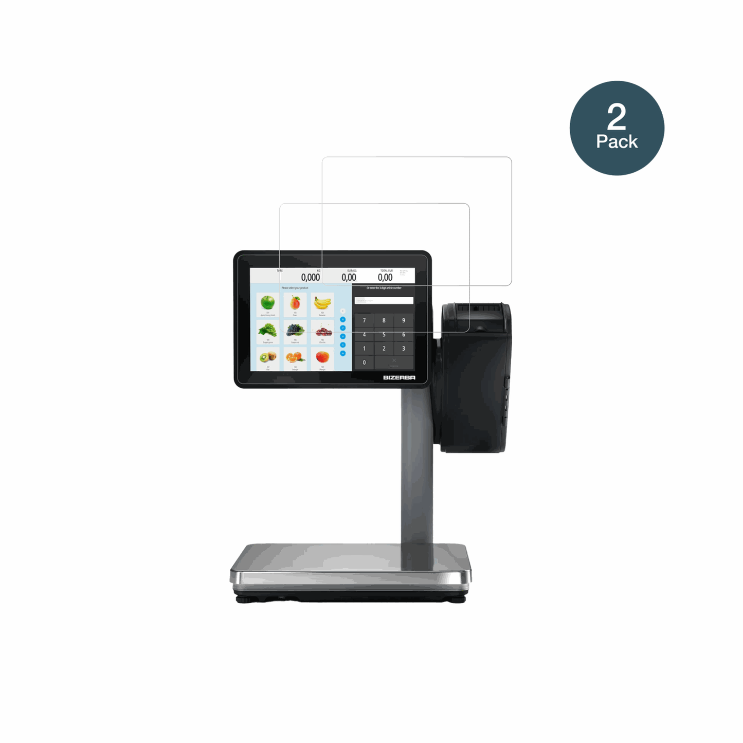 BizerbaQ1 expert 800 12.1 Zoll mit aufgebrachter dipos Flex Schutzfolie, glasklare Darstellung ohne Einschränkungen