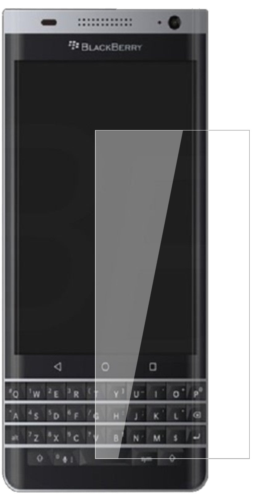 BlackberryDTEK40 mit aufgebrachter dipos Flex Schutzfolie, glasklare Darstellung ohne Einschränkungen