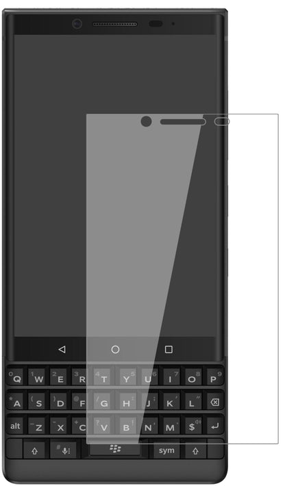 BlackberryKey 2 mit aufgebrachter dipos Flex Schutzfolie, glasklare Darstellung ohne Einschränkungen