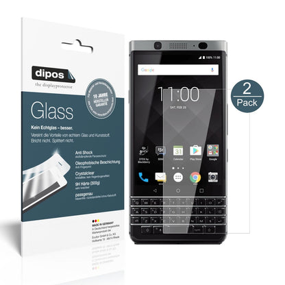 BlackberryKeyOne mit aufgebrachter dipos Flex Schutzfolie, glasklare Darstellung ohne Einschränkungen