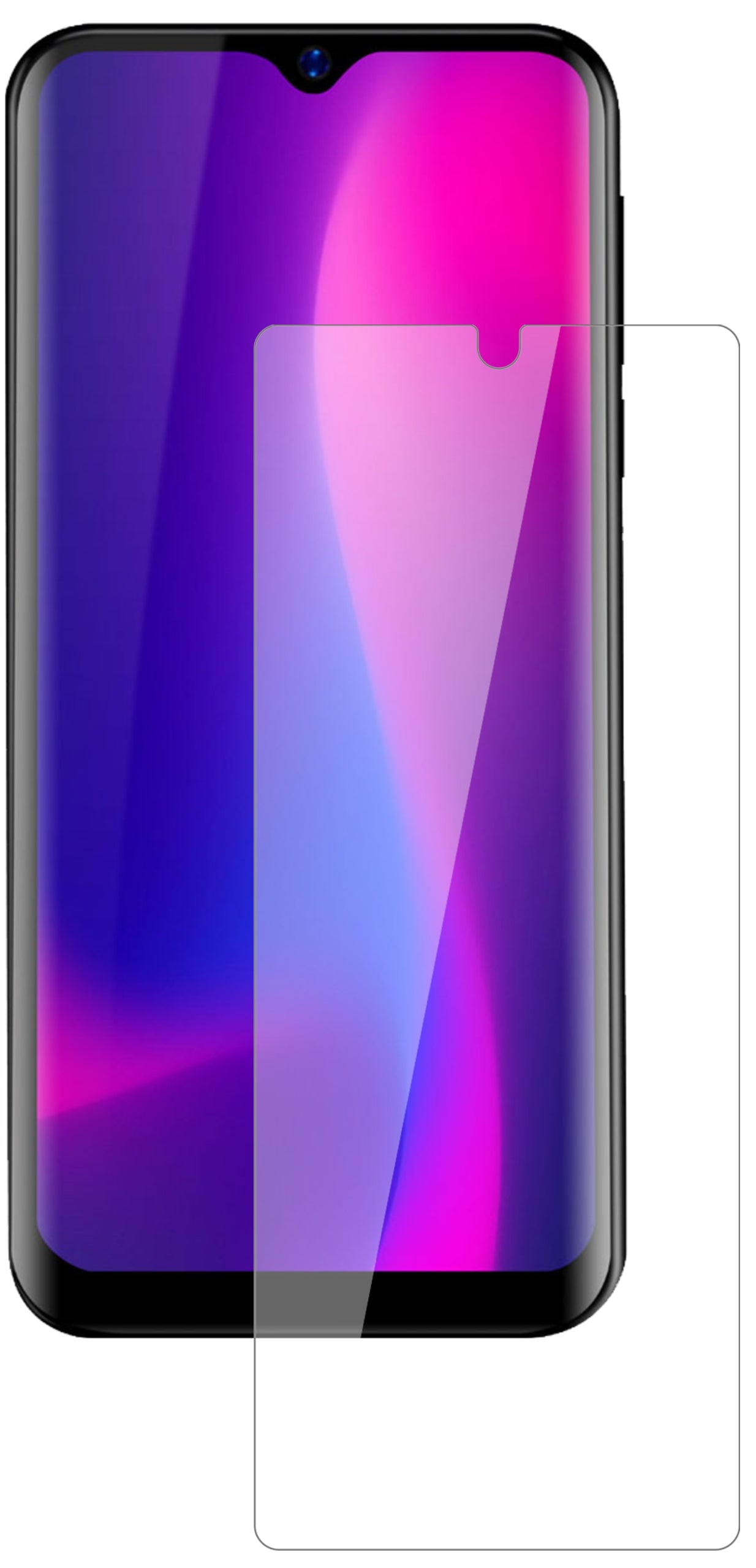 BlackviewA60 Pro (2019) mit aufgebrachter dipos Flex Schutzfolie, glasklare Darstellung ohne Einschränkungen