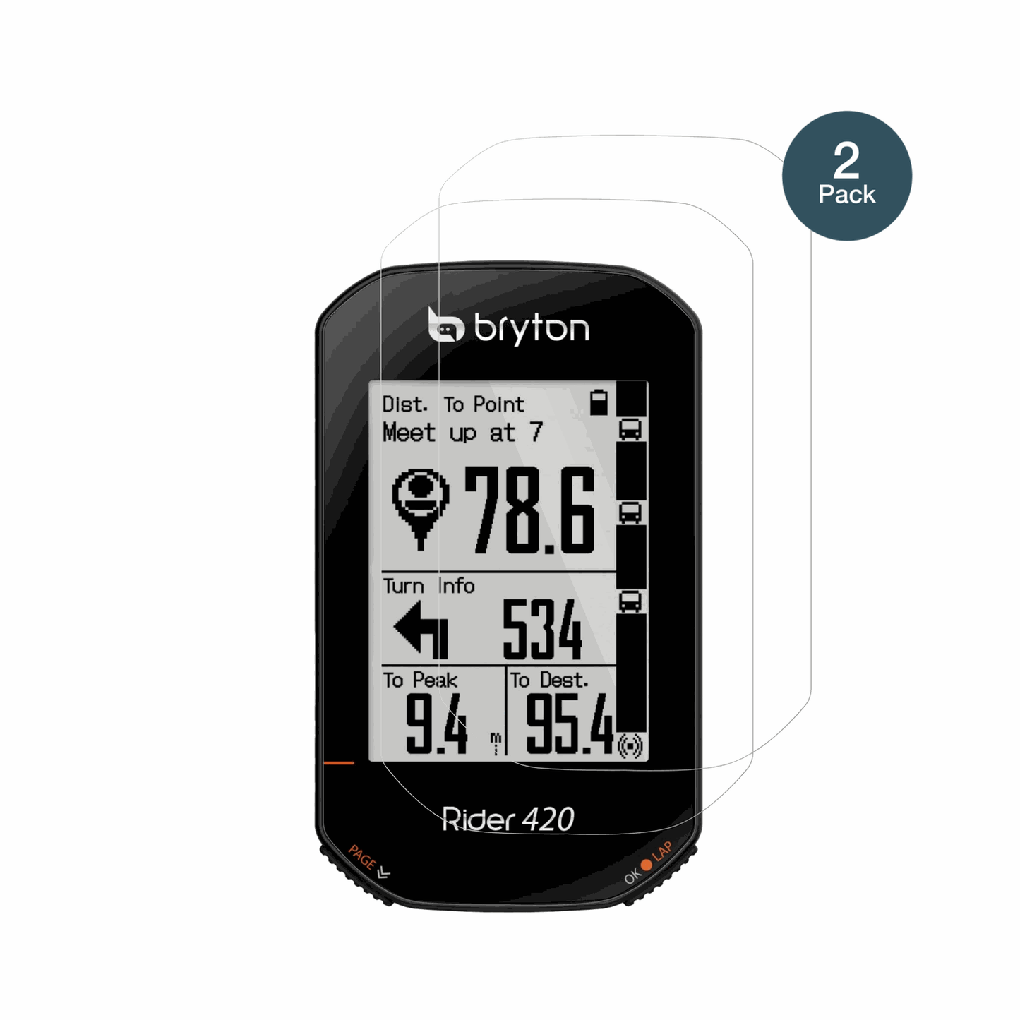 BrytonRider 420 mit aufgebrachter dipos Flex Schutzfolie, glasklare Darstellung ohne Einschränkungen