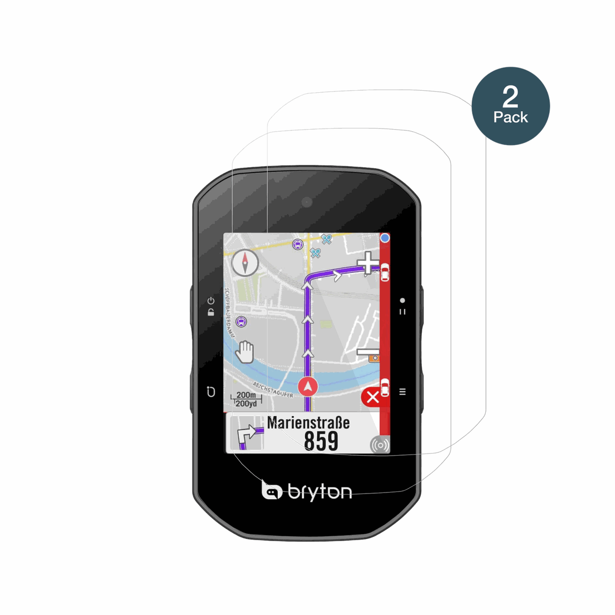 BrytonRider S500 mit aufgebrachter dipos Flex Schutzfolie, glasklare Darstellung ohne Einschränkungen