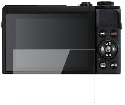 CanonPowerShot G7X Mark III mit aufgebrachter dipos Flex Schutzfolie, glasklare Darstellung ohne Einschränkungen