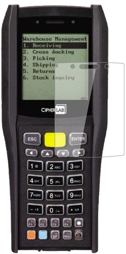 Cipherlab8400 mit aufgebrachter dipos Flex Schutzfolie, glasklare Darstellung ohne Einschränkungen
