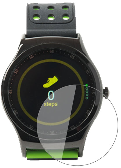 DENVERSW-450 Smartwatch mit aufgebrachter dipos Flex Schutzfolie, glasklare Darstellung ohne Einschränkungen