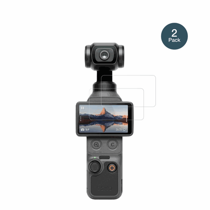 DJIOsmo Pocket 4 mit aufgebrachter dipos Flex Schutzfolie, glasklare Darstellung ohne Einschränkungen