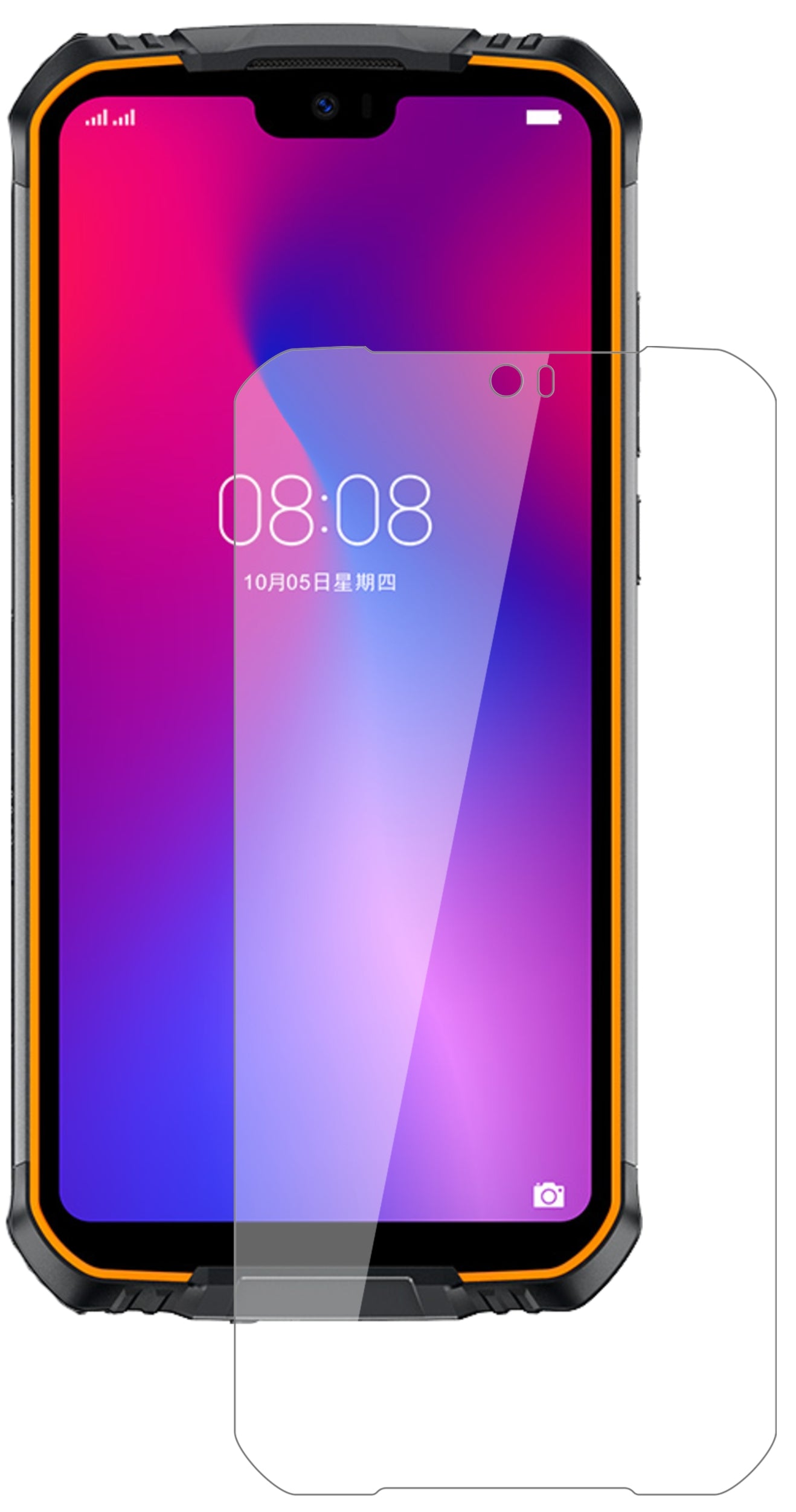 DoogeeS68 Pro mit aufgebrachter dipos Flex Schutzfolie, glasklare Darstellung ohne Einschränkungen