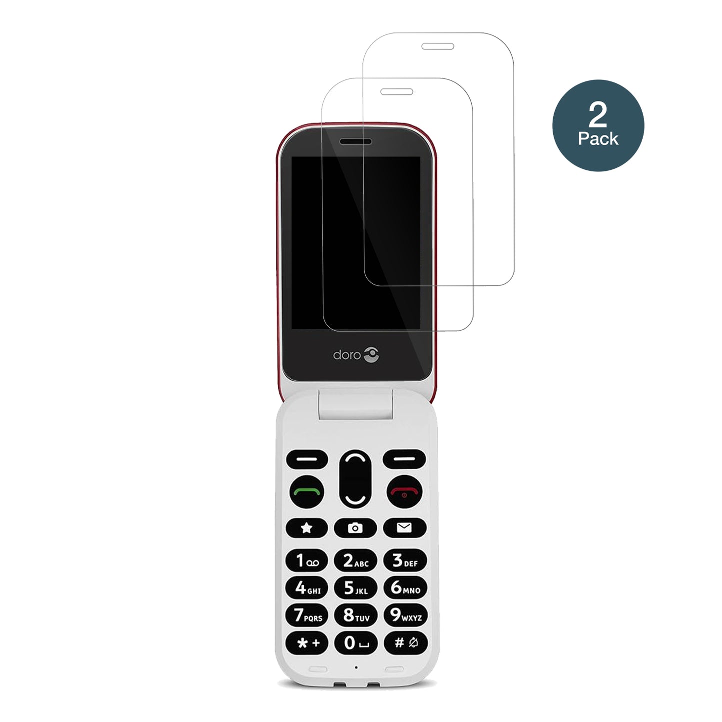Doro6040 mit aufgebrachter dipos Flex Schutzfolie, glasklare Darstellung ohne Einschränkungen