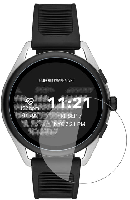 Emporio ArmaniSmartwatch 3 mit aufgebrachter dipos Flex Schutzfolie, glasklare Darstellung ohne Einschränkungen