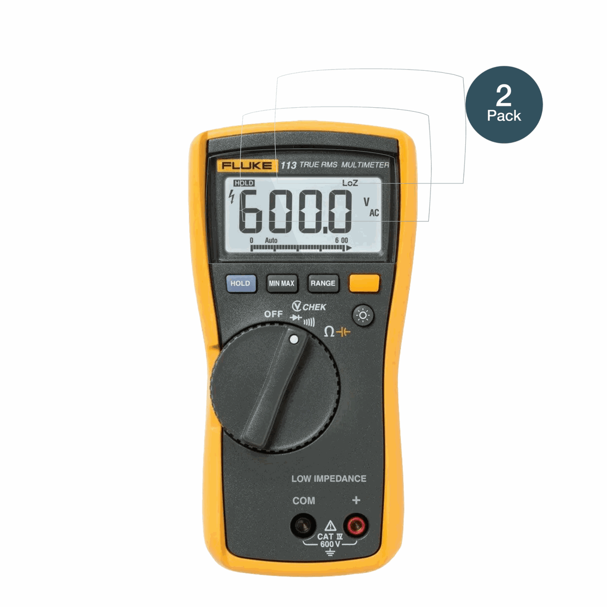 FlukeMultiMeter 113 mit aufgebrachter dipos Flex Schutzfolie, glasklare Darstellung ohne Einschr�nkungen