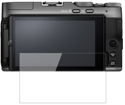 FujifilmX-A7 mit aufgebrachter dipos Flex Schutzfolie, glasklare Darstellung ohne Einschränkungen
