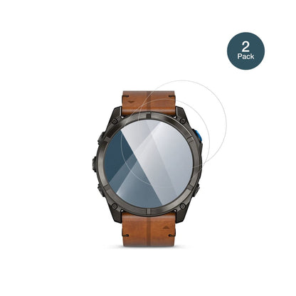 GarminD2 Mach 2 Pro 51mm mit aufgebrachter dipos Flex Schutzfolie, glasklare Darstellung ohne Einschränkungen