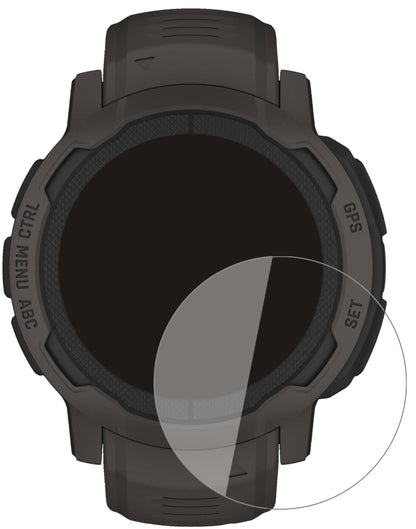 GarminInstinct 2 (45mm) mit aufgebrachter dipos Flex Schutzfolie, glasklare Darstellung ohne Einschränkungen