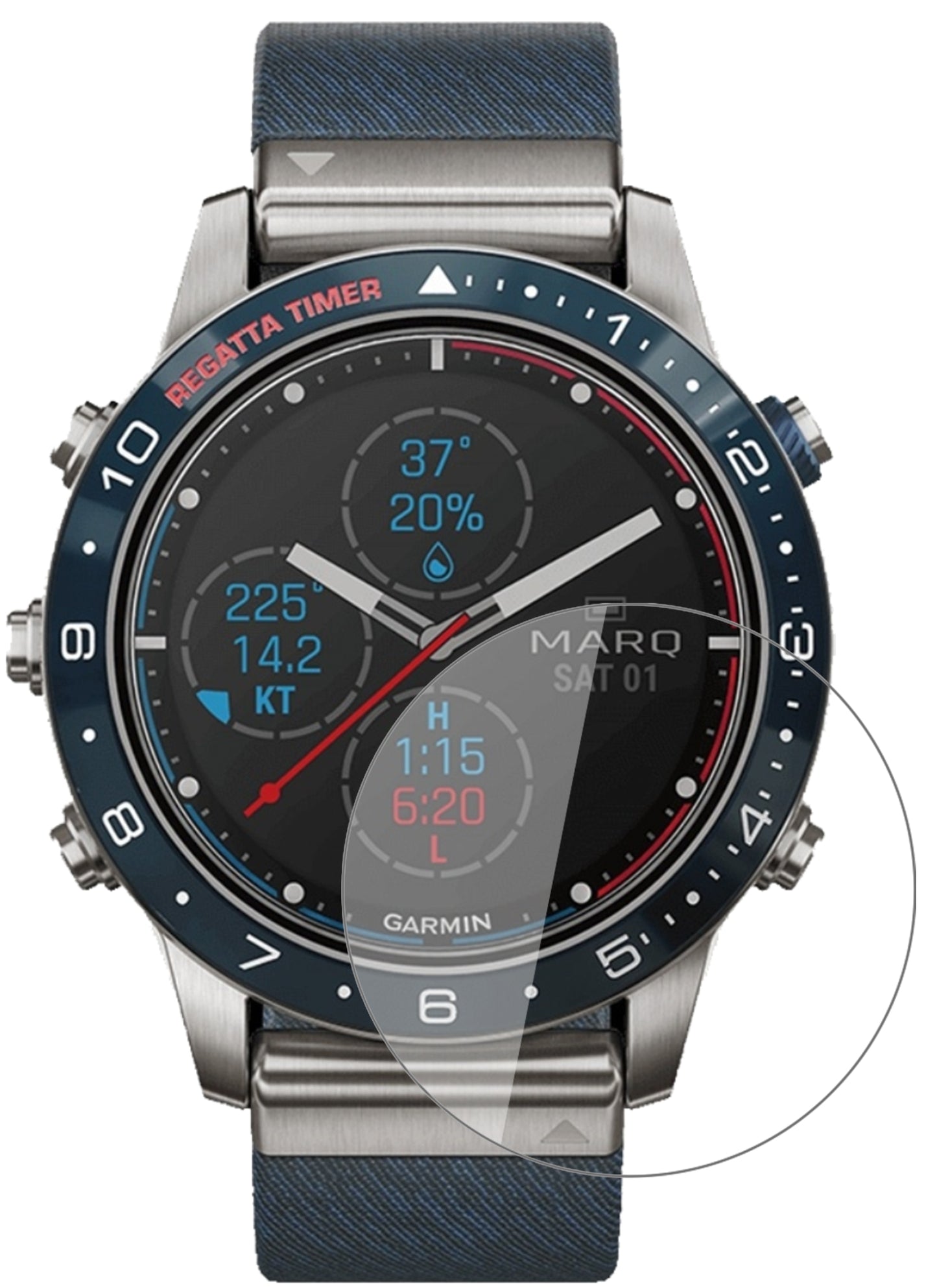 GarminMARQ Captain mit aufgebrachter dipos Flex Schutzfolie, glasklare Darstellung ohne Einschränkungen